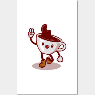 Coffee cup cartoon character Posters and Art